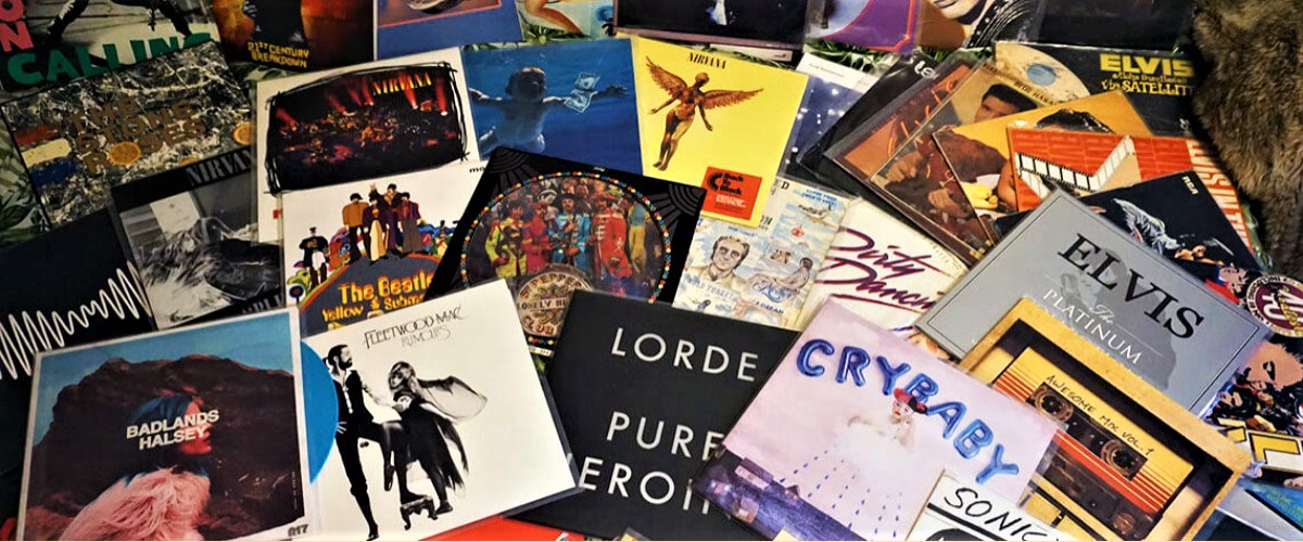 Vinyl records of different genres